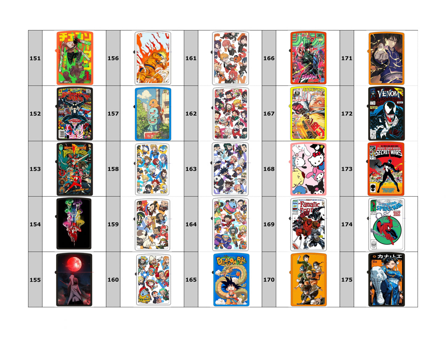Designs #151-175